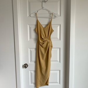 H&M Gold Asymmetrical Slip Dress Spaghetti Strap